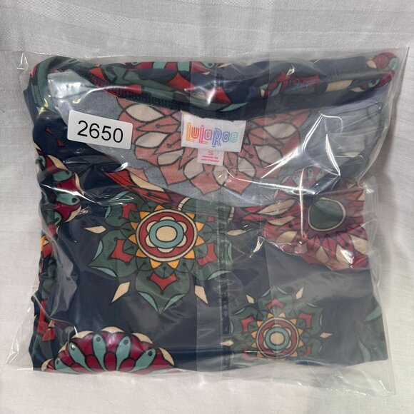 LuLaRoe IRMA Mandala Navy Blue Flowers Red Yellow Hi-Low Tunic Top Shirt SMALL S - Picture 6 of 6
